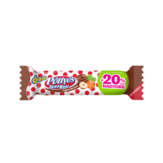 Pöttyös Óriás Túró Rudi 51 g +20%, étbevonóval, mogyorókrémes